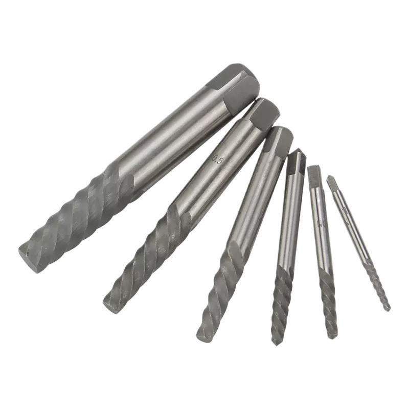 Juego de Extractores de Tornillos Rotos, Alta Dureza, Rosca Inversa, para Extracción de Tornillos Rotos