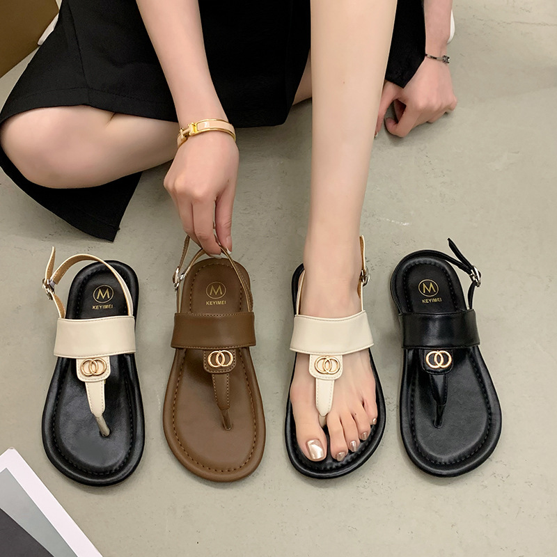 Sandali infradito retrò rossi netti estivi nuovi sandali infradito da donna S Ins scarpe da spiaggia piatte al mare dal design di nicchia alla moda_voghion.com