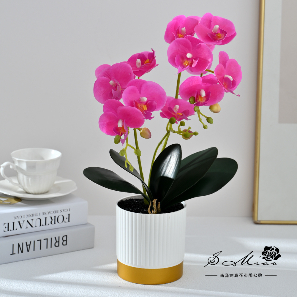 Transfronterizo 12 flores mariposa orquídea bonsai imitación maceta flores falsas decoración del hogar fotografía ornamentos de flores artificiales de boda image 4