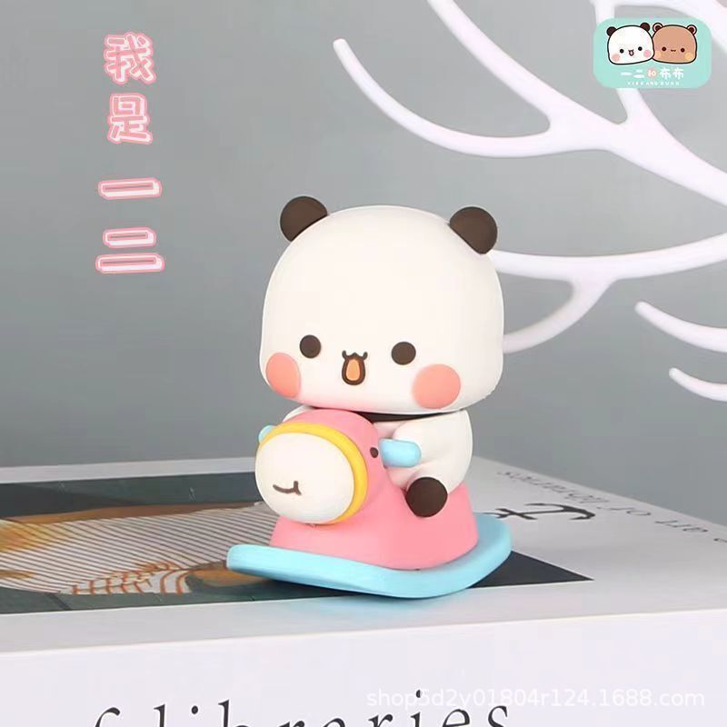 パンダ 1 と 2 と Bubu デスクトップ人形フィギュア車の装飾品漫画かわいいアニメーション装飾品トレンディなおもちゃ人形|undefined