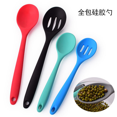 High temperature resistance All inclusive silica gel Leaky spoon Spoon Key a soup spoon Stirring spoon Salad Spoon food cooking Kitchenware