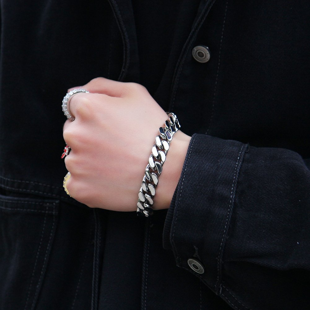 68g Weight Bracelets Classification 316L Stainless Steel Chain Material 1 Piece Quantity Holiday, Daily Occasion 316L Stainless Steel Material Geometric Pattern Men's Gender Simple Style Style Waterproof Non Tarnish, Surgical Steel Craft Simple Style 316L Stainless Steel  Geometric Men's Chain Bracelets 11