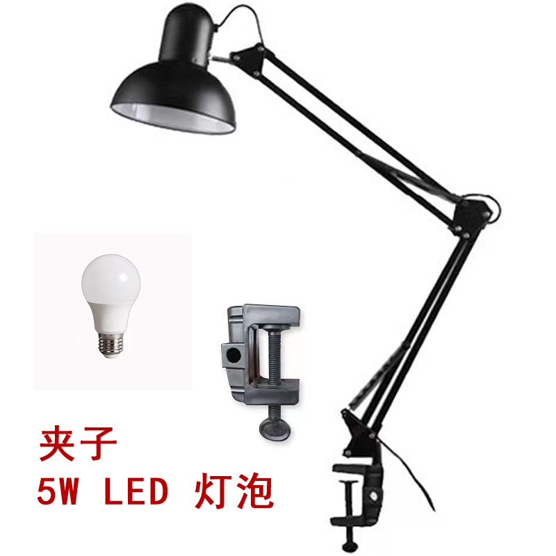 Lámpara de escritorio de lectura de protección ocular LED Lámpara de escritorio plegable de arte de hierro de estilo europeo y americano Clip de lectura de aprendizaje Lámpara de escritorio de protección ocular de brazo largo