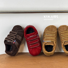 2025年冬季新款儿童休闲棉鞋时尚复古魔术贴加绒男女童贝壳头板鞋