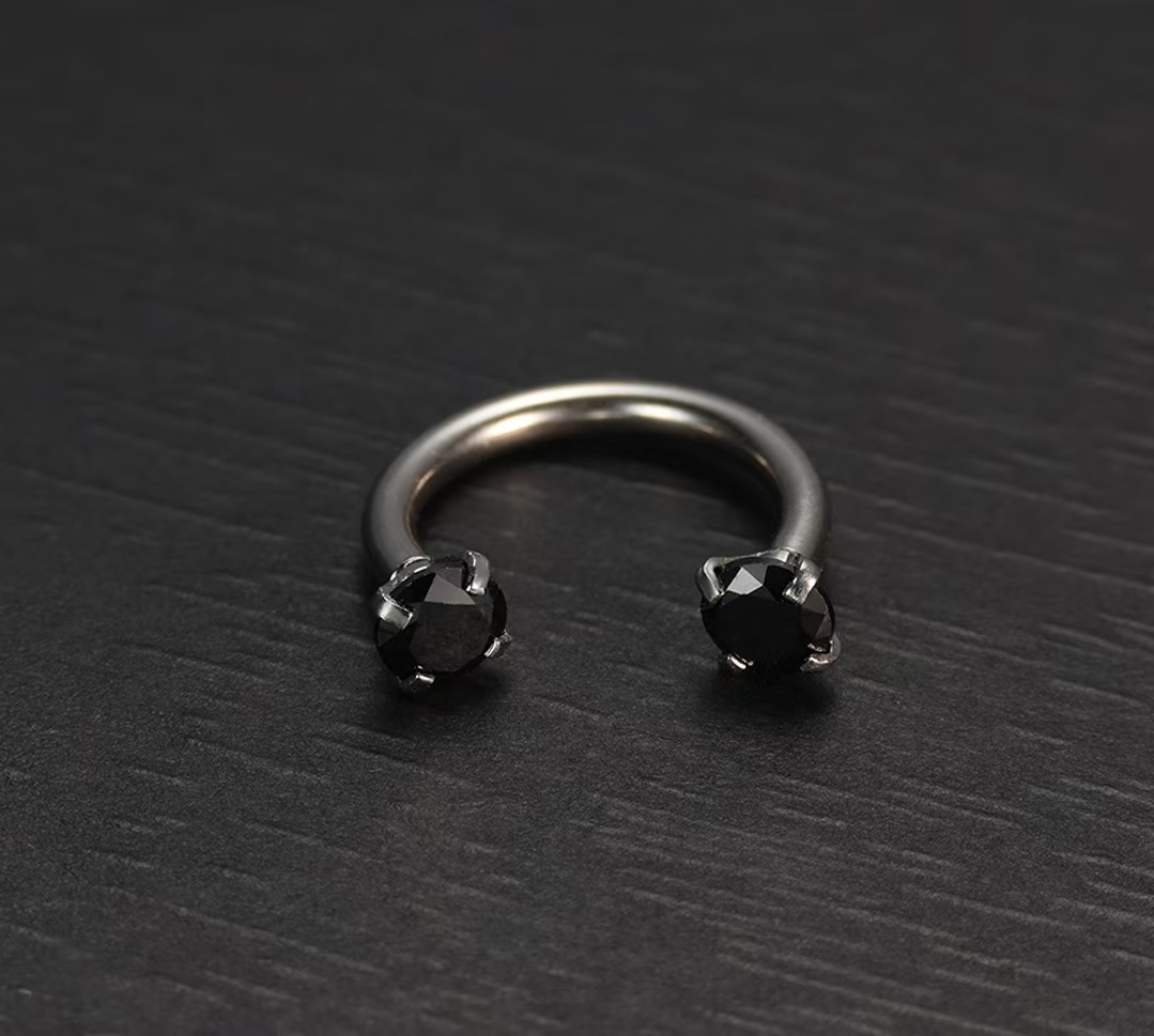 Cross-Border European And American C-Shaped Horseshoe Rod Zircon Ring Earrings Nose Stud Stainless Steel Piercing_voghion.com