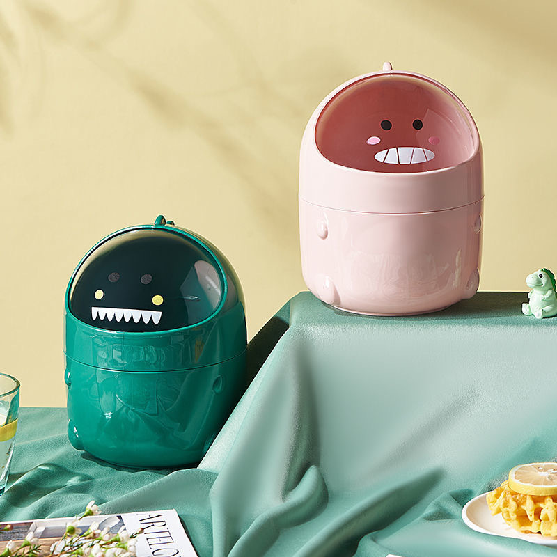 Dinosaur Desktop Trash Can Cute small size Office Table Coffee Table Storage Barrel Large Opening Mini Trash with Lid Dinosaur Desktop Trash Can Cute small size Office Table Coffee Table Storage Barrel Large Opening Mini Trash with Lid