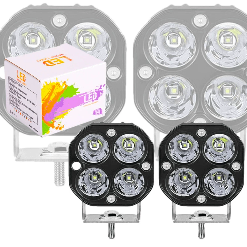 Трансграничная поставка четырехлистных клеверных мотоциклов, прожекторов для электромобилей, модифицированных внедорожников, небольших квадратных фонарей на крыше, светодиодных рабочих фонарей