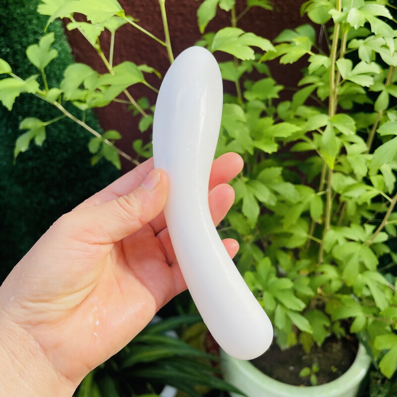白玉大弯头水晶按摩棒 图 1