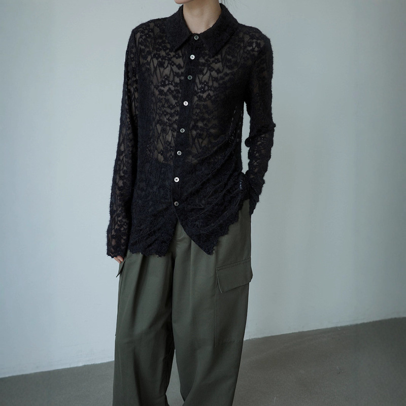 Qianhe Autumn and Winter New Japanese Retro Fashionable Lace Brushed Ins Blogger Lapel Shirt Slimming Base T-Shirt