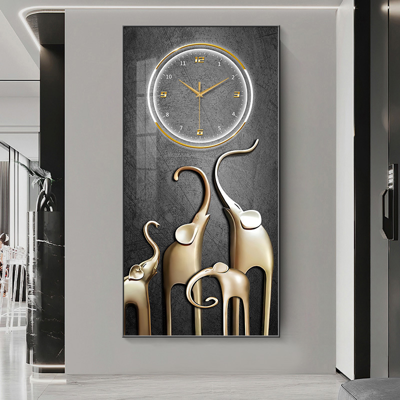 Lucky Elephant Ruyi reloj colgante pintura sala de estar pintura decorativa restaurante de moda pasillo mural pared colgante reloj pintura