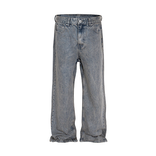 Herrenbekleidung High Street gewaschene blaue lockere Jeans mit weitem Bein gestapelt Jeans_voghion.com