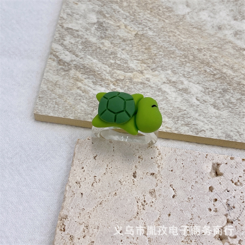 Otoño nuevo multicolor pato elefante de dibujos animados animal divertido anillo lindo chica divertido moda anillo fresco