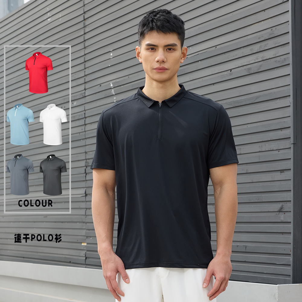 Dijia rápido secado camiseta deportiva Casual medio cremallera blusa con solapa de manga corta polo camiseta de tenis entrenamiento ropa de fitness