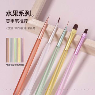 Manicure Brush with Lid Large Wide Round Flat Mouth Construction Glue Spread Color Drawing Pull Line Universal Light Therapy Halo Dye Pen Manicure Tool