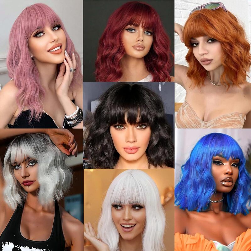 New European and American Style Wigs, Hot-Selling Cross-Border Foreign Trade Short Curly Hair Water Wave Full Wig, Natural Synthetic Fiber Full Wig