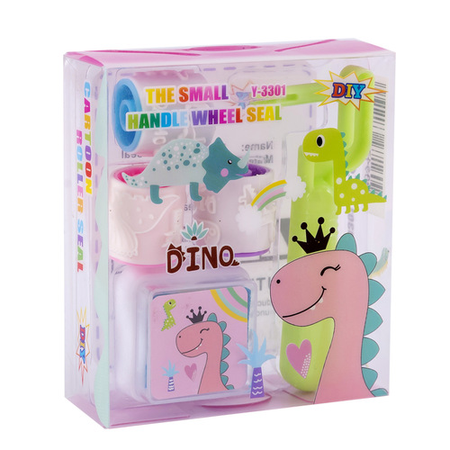 Cute DYI cartoon animal roller seal with ink pad student kindergarten children's prize stationery seal gift