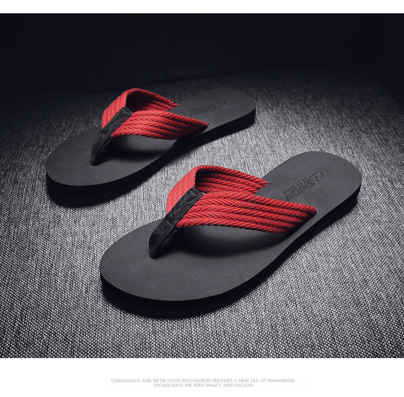 Men's Casual Color Block Solid Color T-Strap Flip Flops display picture 12