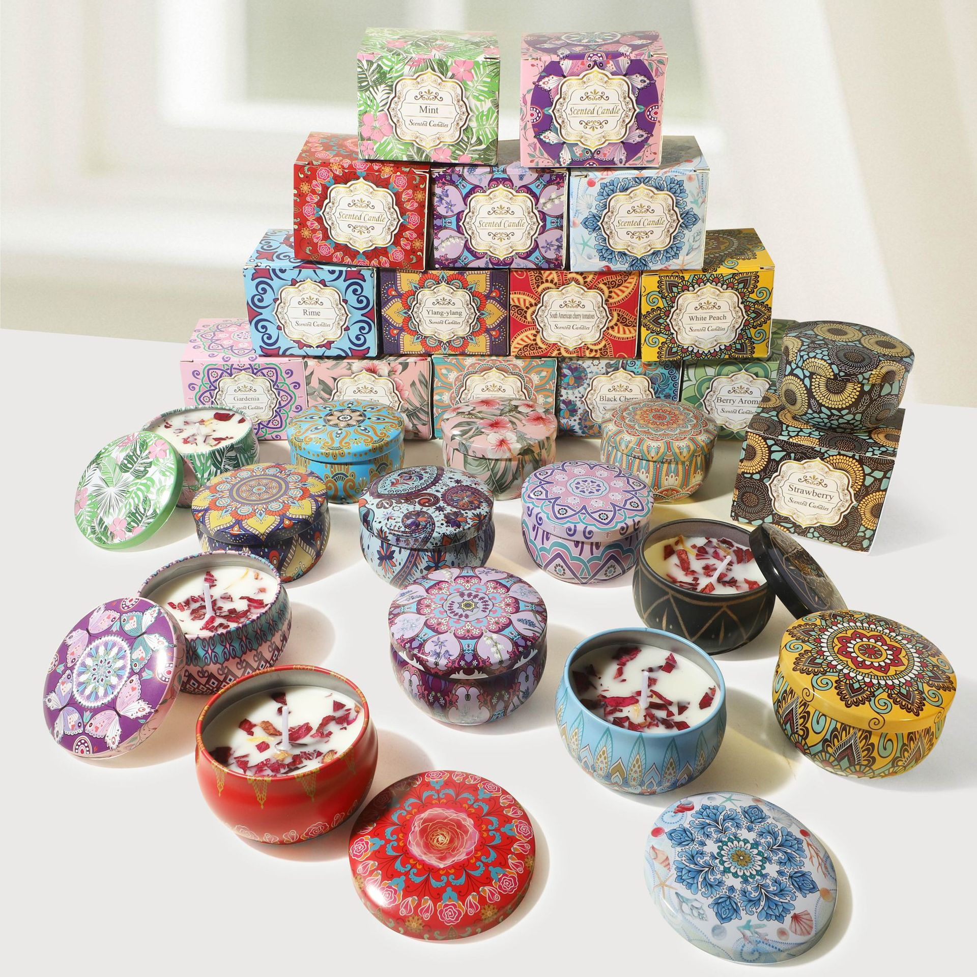 Vegetación transfronteriza cera de soja flores secas cera de cera de flores de boda regalos de cumpleaños flores aromáticas velas de aroma