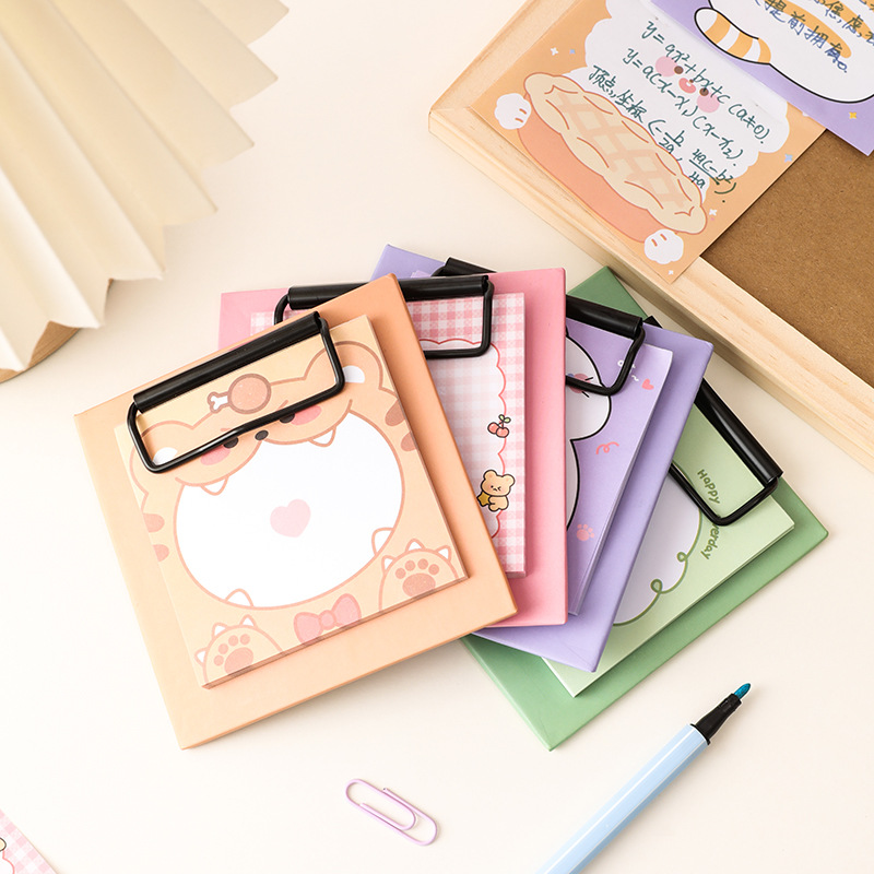 Cute Mini Small Board Clip Sticky Note Set Student Notepad Non-adhesive Small Fresh Notebook Notepad display picture 6