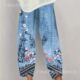 2025 Amazon in stock Cross-border plus size Women's New Loose Printed Casual Loose Waist Pants Wide Leg Pants