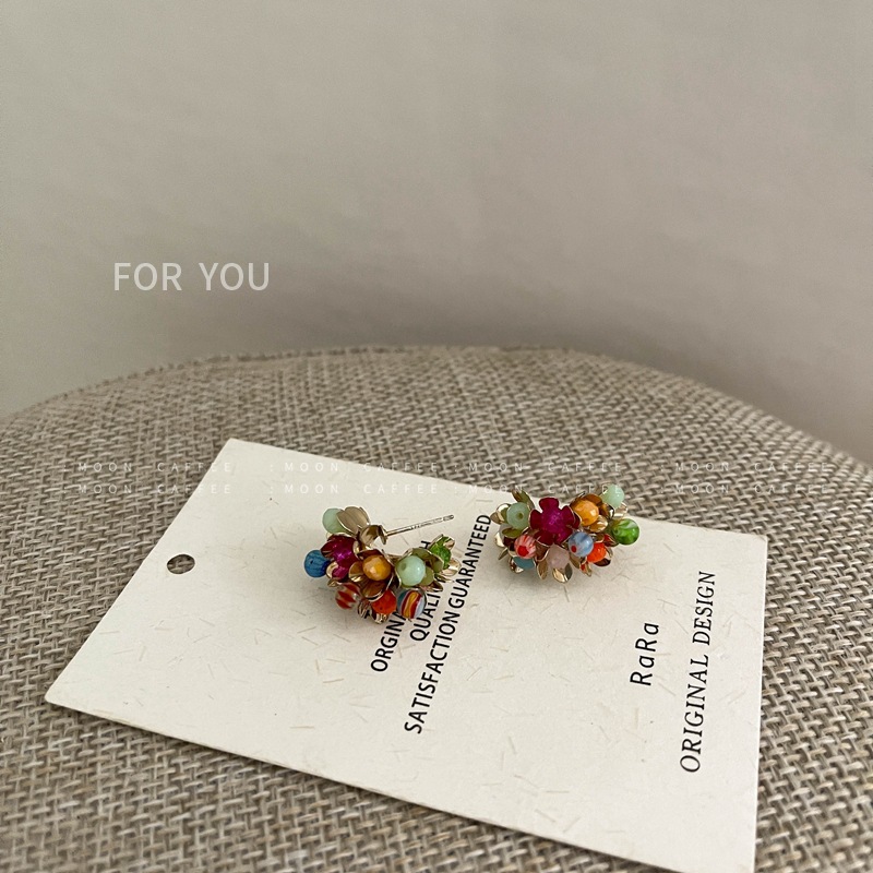 925 Silver Needle Flower Crystal Glass Retro Forest Style Super Fairy Earrings Ins Niche Design Super Fairy Earrings for Women Trendy