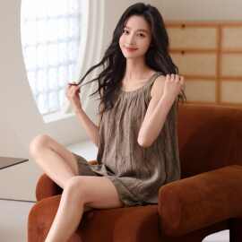 2026夏季新款云朵棉公主风圆领套头短袖睡衣裙女家居服