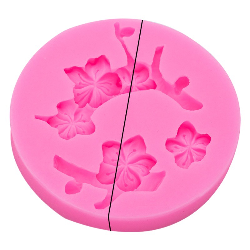Simulación melocotón flor molde de silicona herramienta hecha a mano molde de yeso de arcilla epoxi aire acondicionado salida clip decoración de la torta