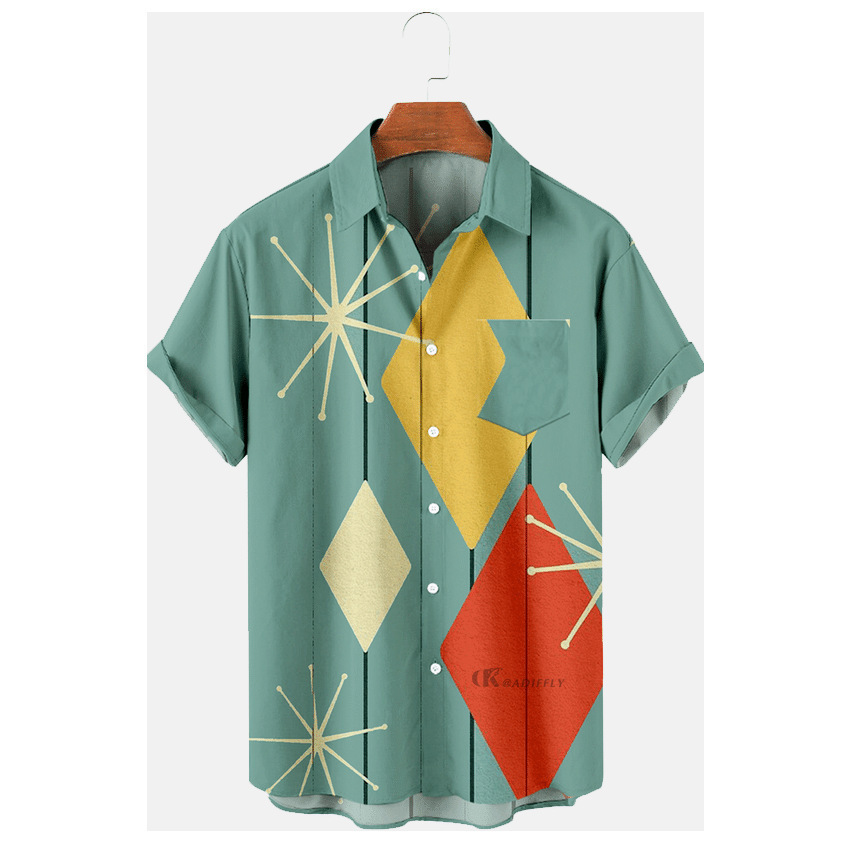 Summer New Large Hong Kong 3D Digital Printing Casual Short Sleeve Shirt Men's Wear_voghion.com