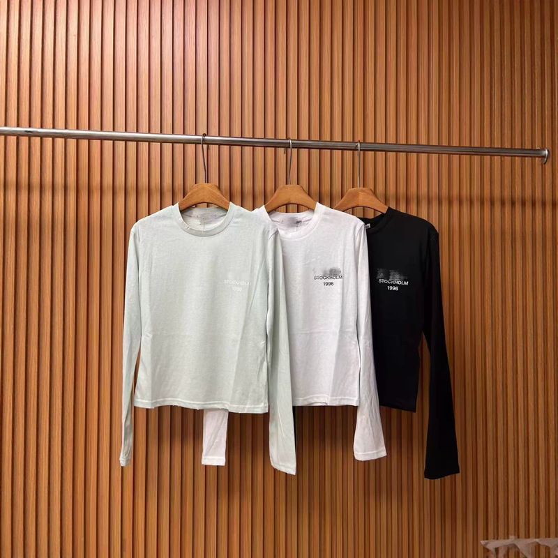 The lettering is correct! AC Home 2026 new model side label distressed slim-fit long-sleeve T-shirt, versatile top for women, spring/summer