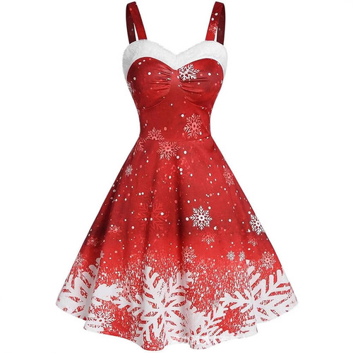 New digital 3D independent station women's Christmas banquet sling dress E107