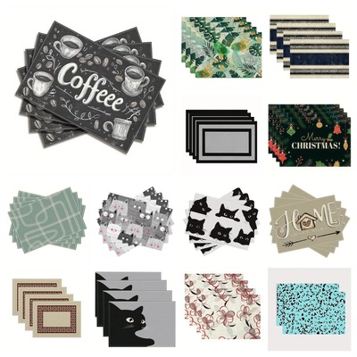 Mat Christmas new pattern Christmas printing Flax Mat Cross border festival party decorate heat insulation Table mat