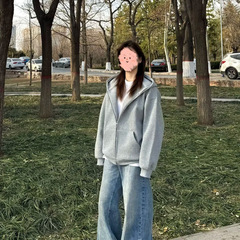 山东即墨卫衣连帽外套女2025秋季巨好看慵懒风开衫小个子韩系穿搭