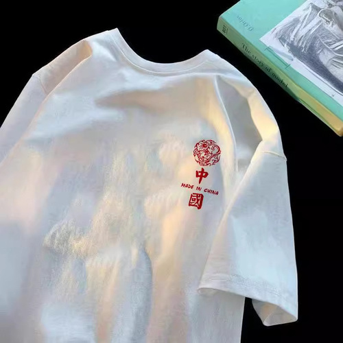 2024 Summer Men's Short Sleeve T-Shirt Slim Fit Round Neck Trendy All-match National Style Printed Short-sleeved Shirt Top Fashion T-shirt