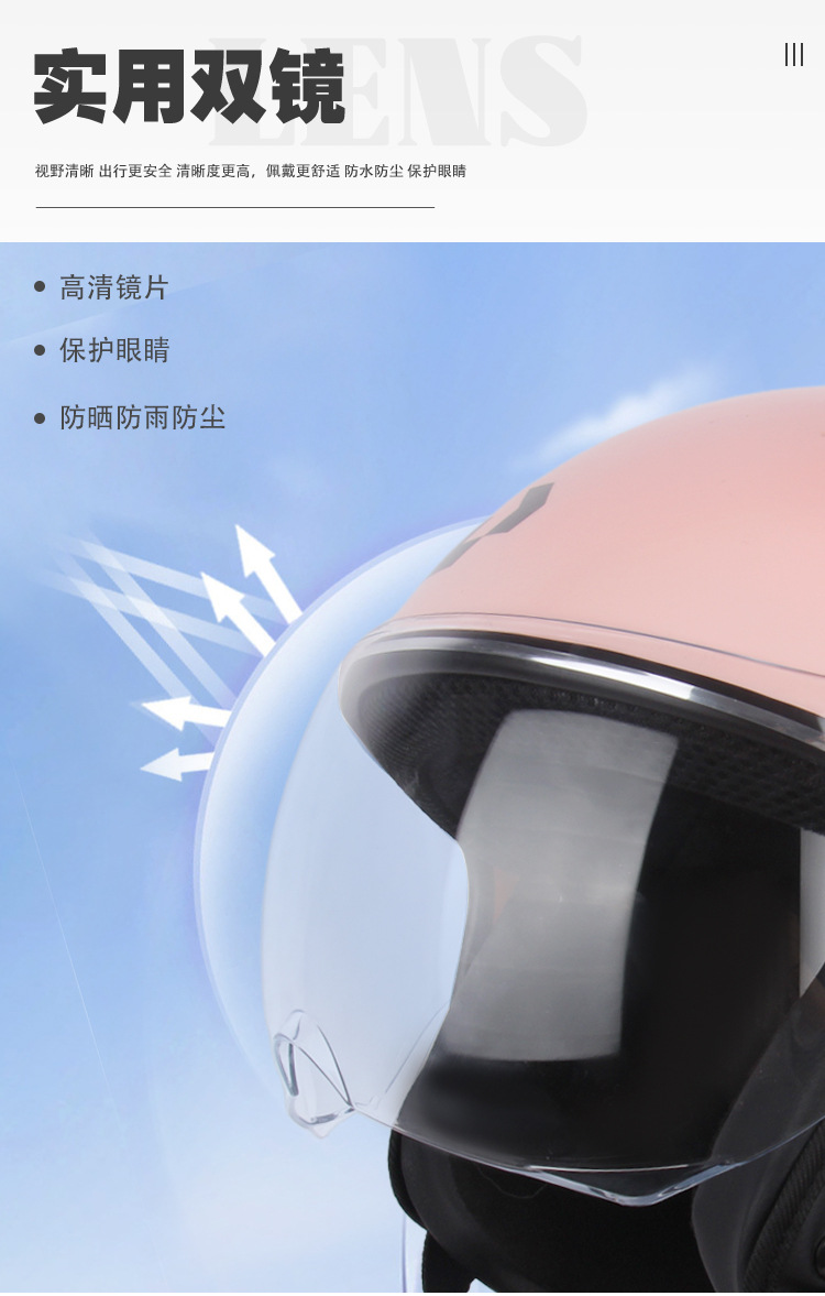 Motorcycle Spring and Summer Helmet, Personalized Cool Men's and Women's Battery Car Half Helmet, Lightweight Half-Covered Retro