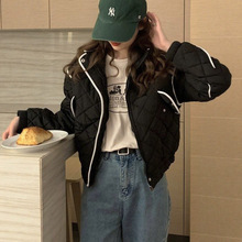 UNMUN秋冬季新款轻薄菱格子棉服棒球服加厚短款小棉袄设计感夹棉