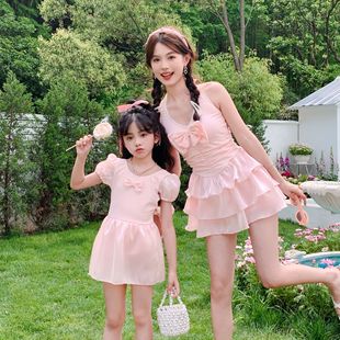 New Parent-Child Swimsuit Mother-Daughter One-Piece Skirt Style Girl Girl Fashionable Cute Princess Skirt Swimsuit Beach Swimsuit