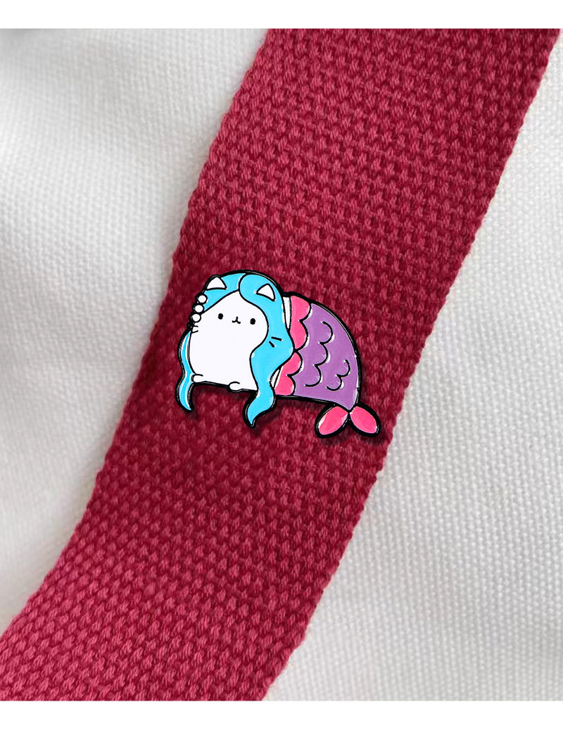 Enamel Design Cartoon Style, Cute Style Cartoon Style Cute Pin Cat Mermaid Alloy Enamel Unisex Brooches