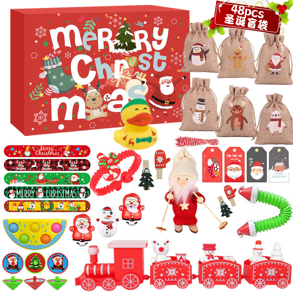 Caja ciega de Navidad transfronteriza Regalo de fiesta para niños Descompresión DIY Desgarrado Calendario de cuenta regresiva Caja ciega Juguetes navideños