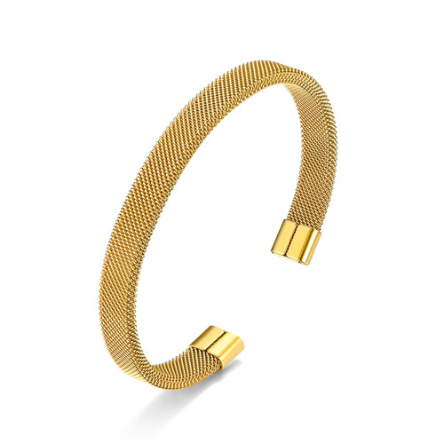  European and American fashion cross-border special niche wire mesh mesh C-shaped opening bracelet source manufacturers will give priority to large quantities