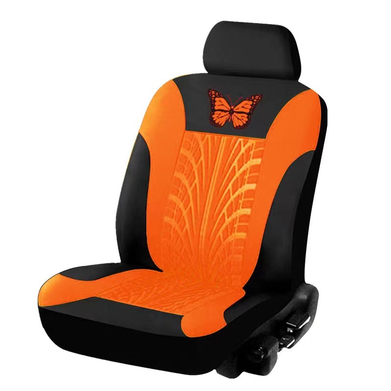 Cubierta de asiento de automóvil de comercio exterior transfronterizo mariposa logo tela sangría prensa cubierta de asiento universal de coche conjunto de 2 piezas