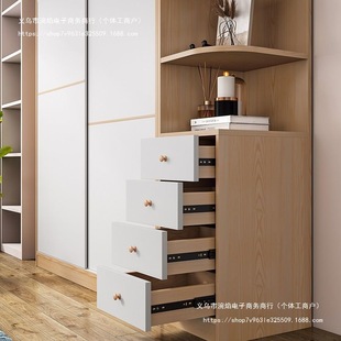Wardrobe Home Bedroom Solid Wood Rental Room Simple Three-opening Large Capacity Simple Moving Door Adult Storage Clothes Cabinet