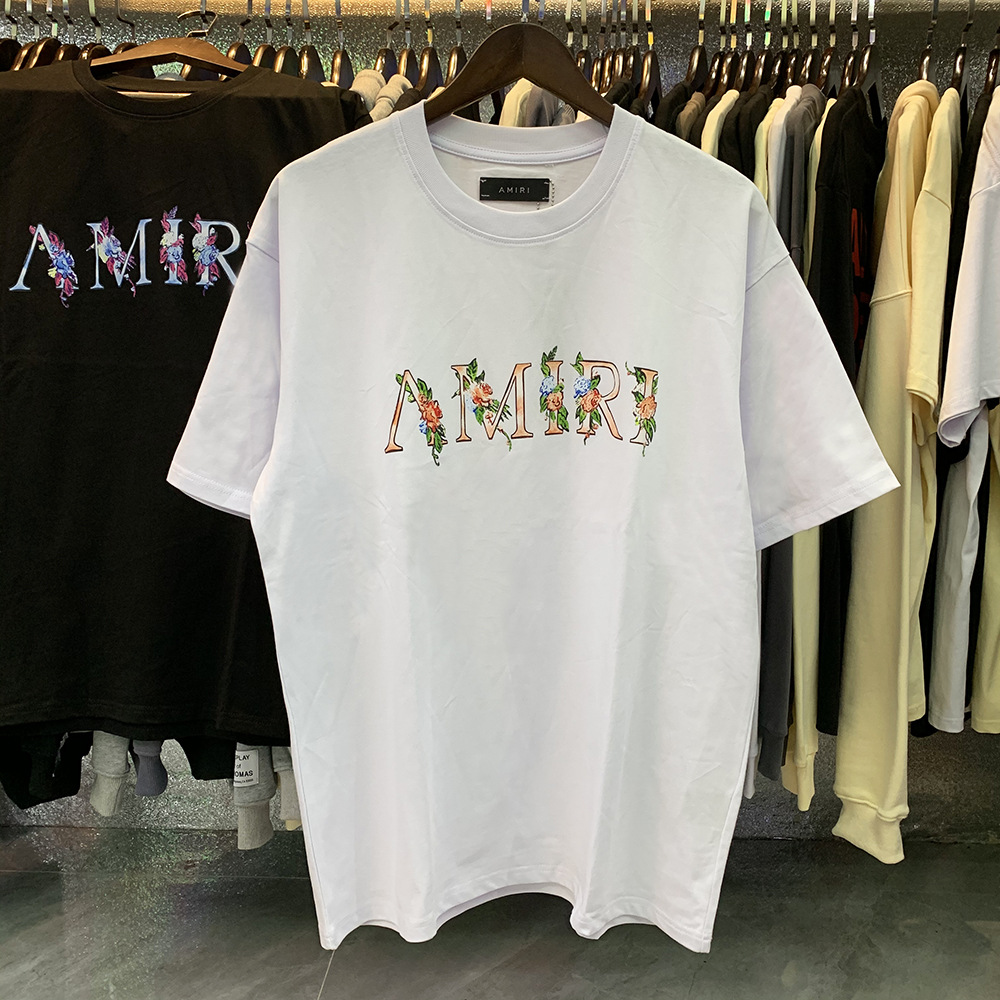 Verano nueva camiseta de manga corta impresa de letras suelta marca de moda hombre camiseta casual de media manga mujer