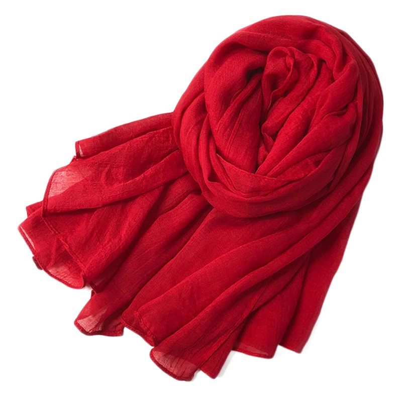 Ethnic Style Summer Yunnan Solid Color Xizang Tourism Photograph Red Qinghai Lake Shawl Silk Scarf Desert Scarf Women