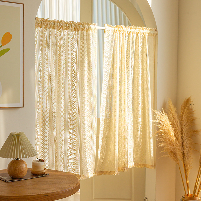 French Retro Yarn Curtain Jacquard Curtain Internet Popular Ins Style Lace Partition Curtain Household Commercial Decorative Small Curtain French Retro Yarn Curtain Jacquard Curtain Internet Popular Ins Style Lace Partition Curtain Household Commercial Decorative Small Curtain