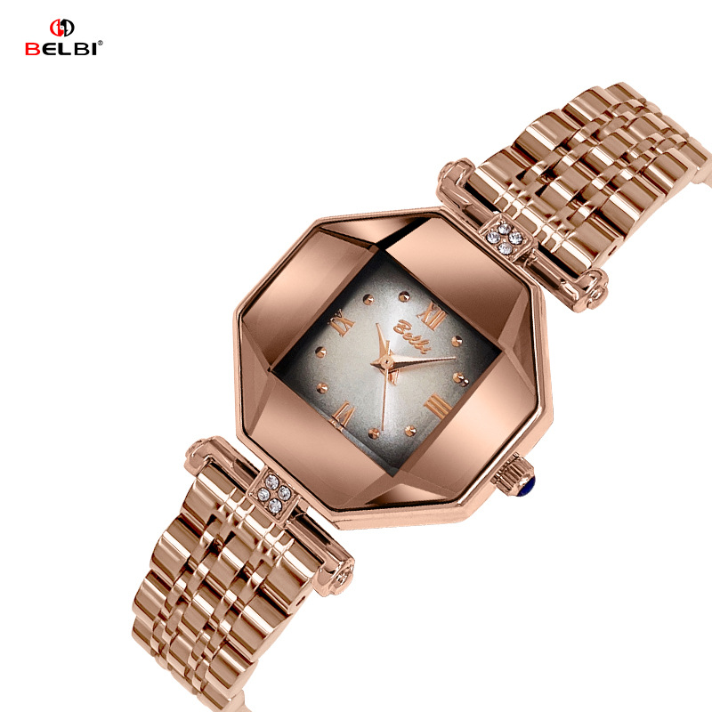 BELBI标比小众高级感奥钻八角形时尚女士石英手表厂家批发