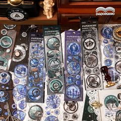 PaperMorePET segmented tape Galaxy Miles Series Crystal Ink Handbook DIY recycling stickers 6 pieces