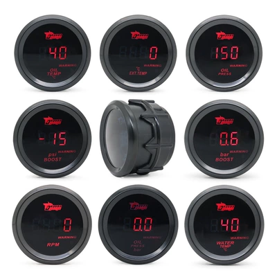 52mm avtomobil modifikasiyalı rəqəmsal displey 12V qırmızı işıqlı turbin su temperaturu