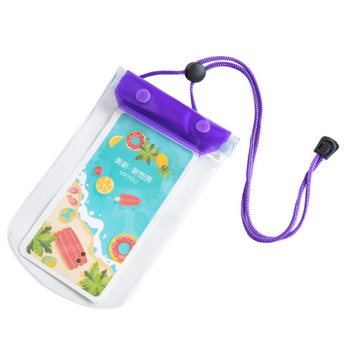 Waterproof phone case lanyard, neck strap, fluorescent PVC transparent phone waterproof swimming drift diving protective bag for wholesale