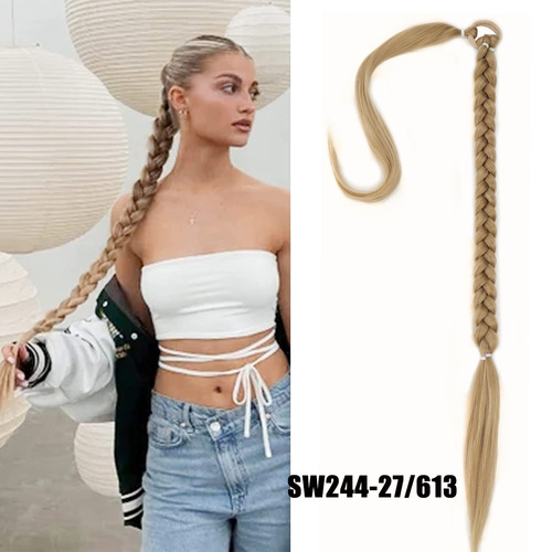 European and American Wigs Women's Long Ponytail Extension Hairpiece False Braid Wraparound Wig Ponytail