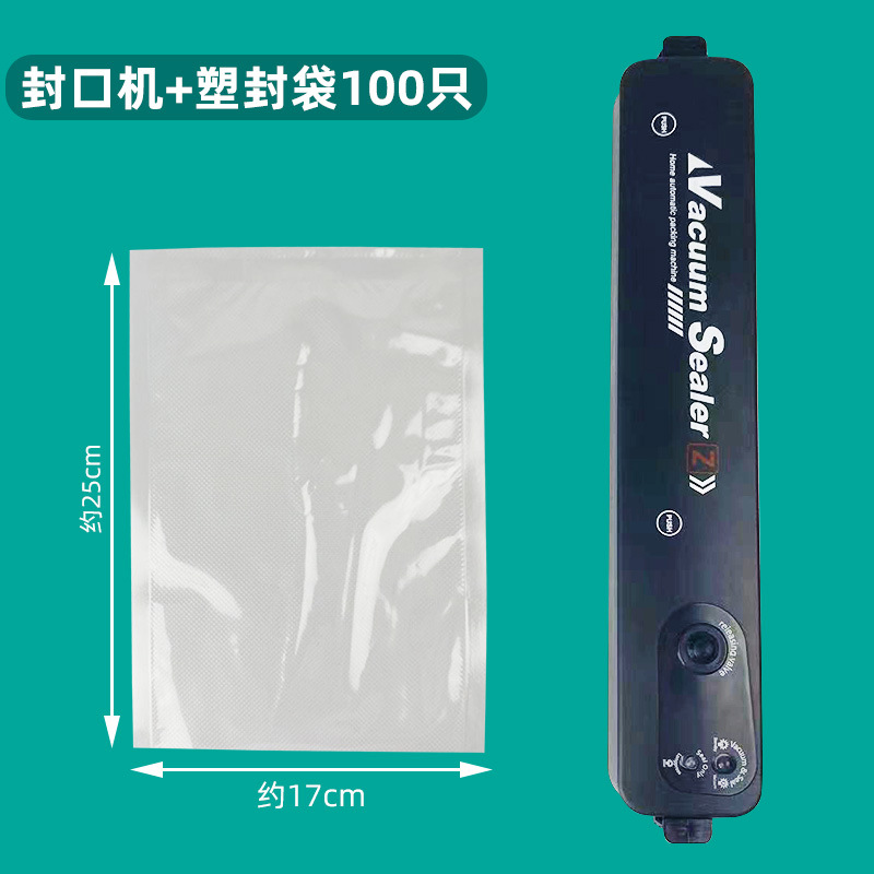 Máquina de sellado automático negro + 100 bolsas de plástico